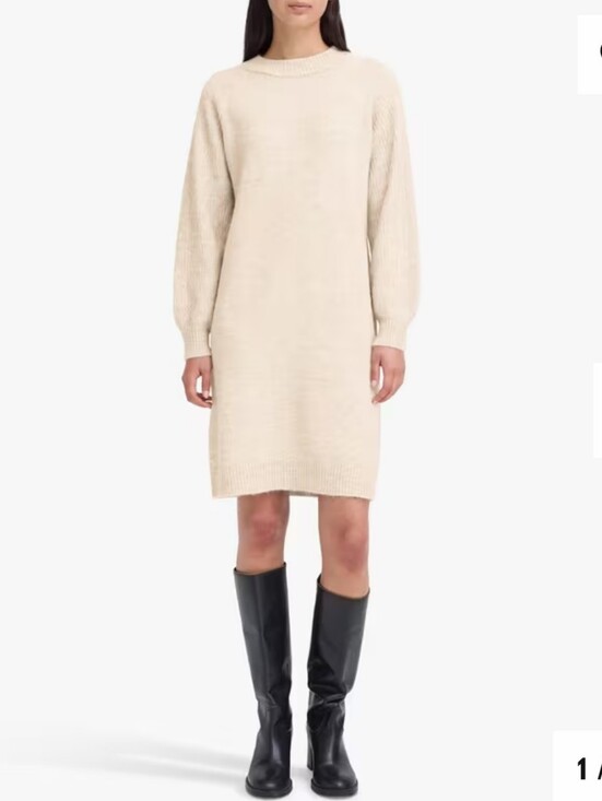 ICHI Dresses & Skirts - Ichi Asdis Round Neck Jumper Dress, Oatmeal Melange Knit Dress